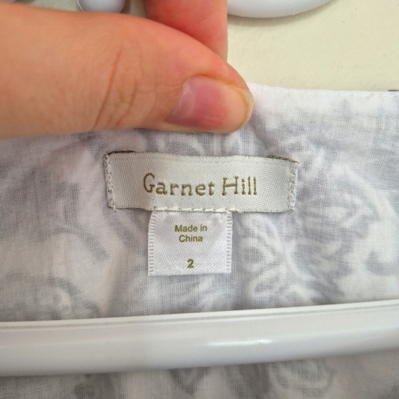 Garnet Hill Black & White Floral Cotton Dress – Size 2 - Picture 2 of 5